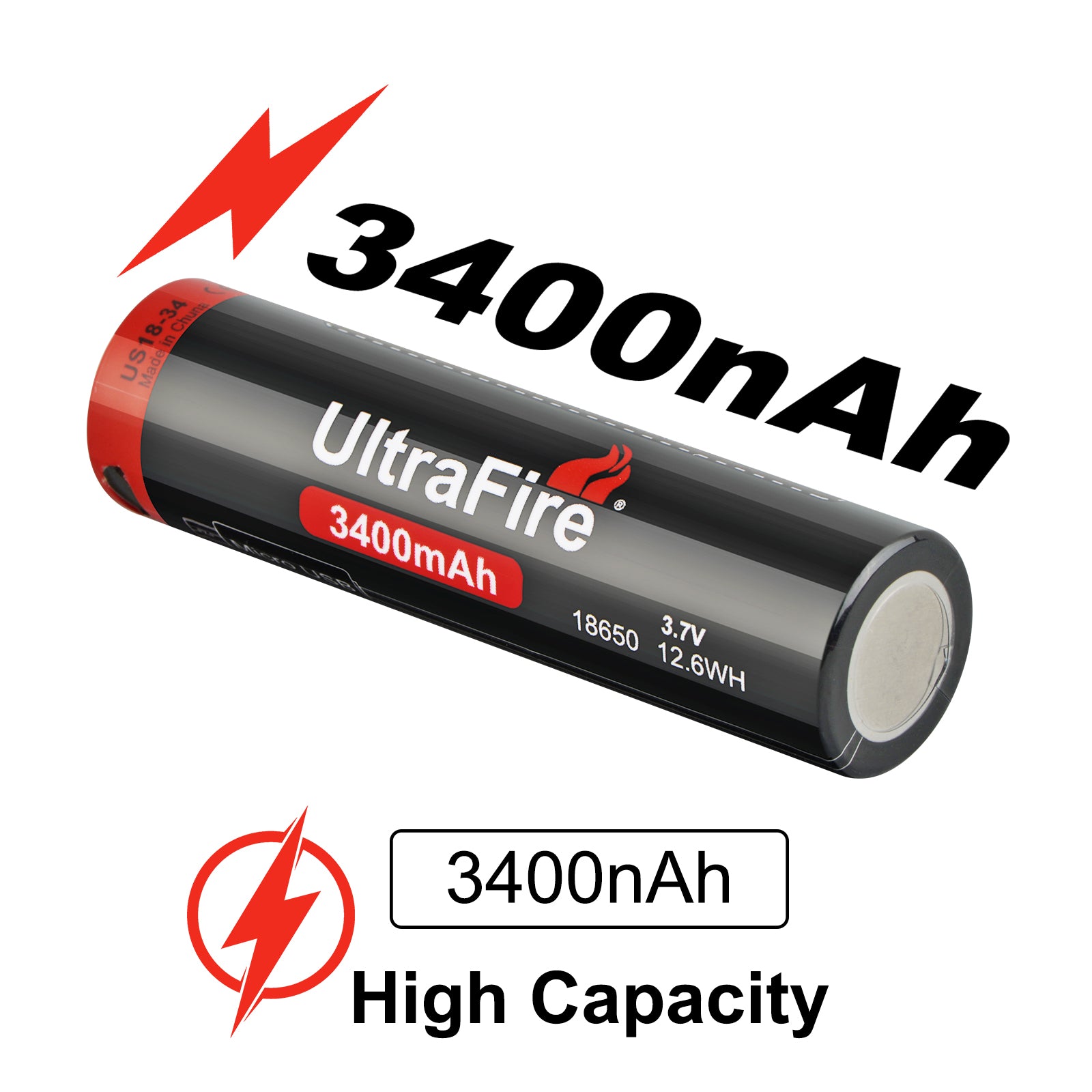 UltraFire 18650 Lithium Ionen Akku BRC 3,7V 5000 mAh + Ladegerät