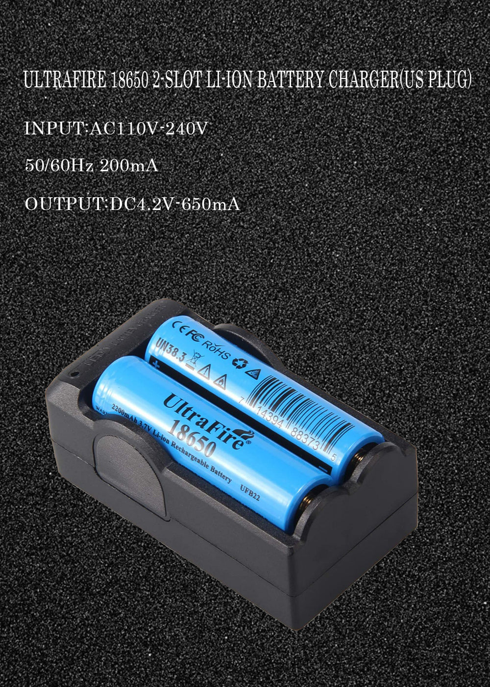 UltraFire 3000mAh 3.7V 18650 Rechargeable Lithium Batteries Without Pr