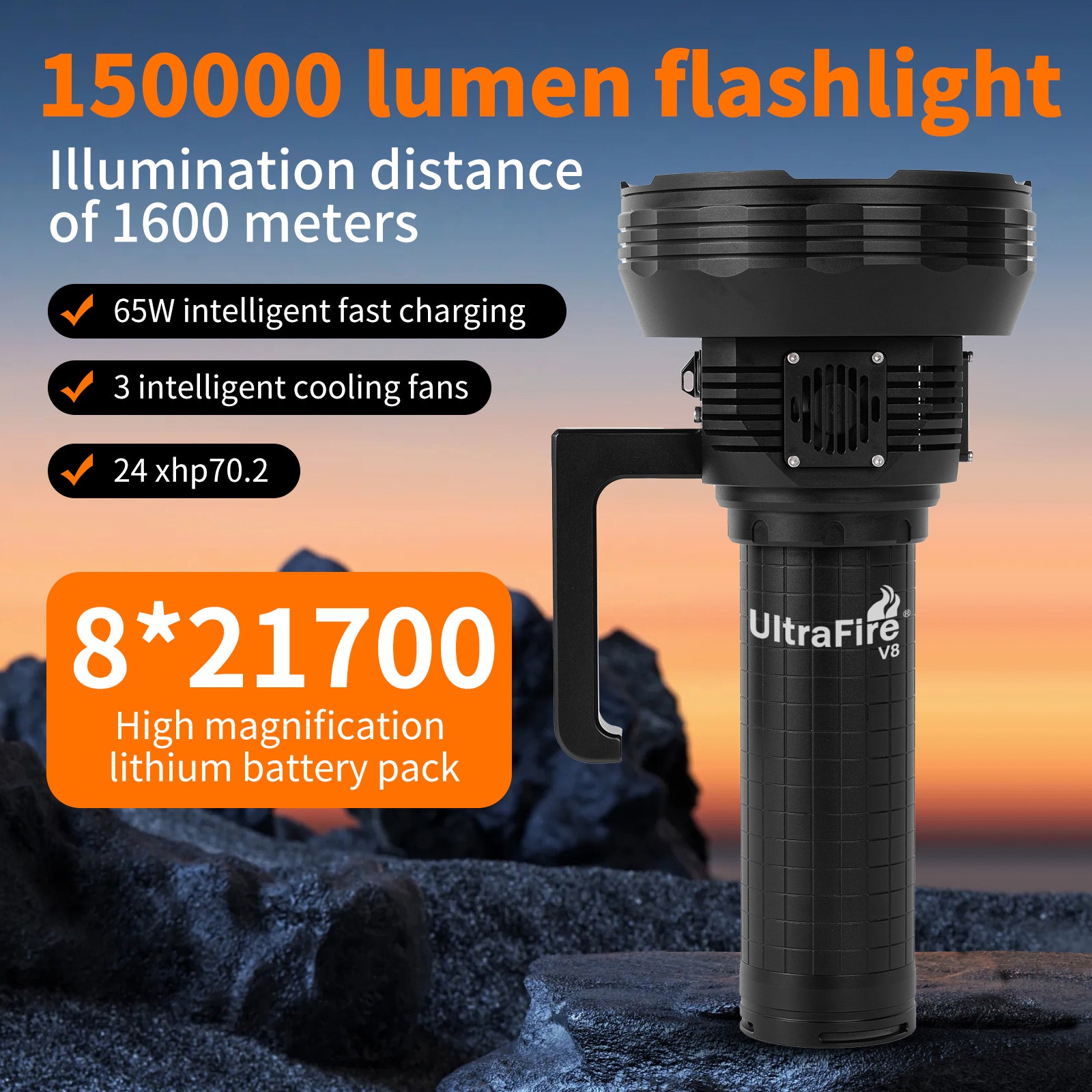 V8 Apollo Long-Distance Flashlight