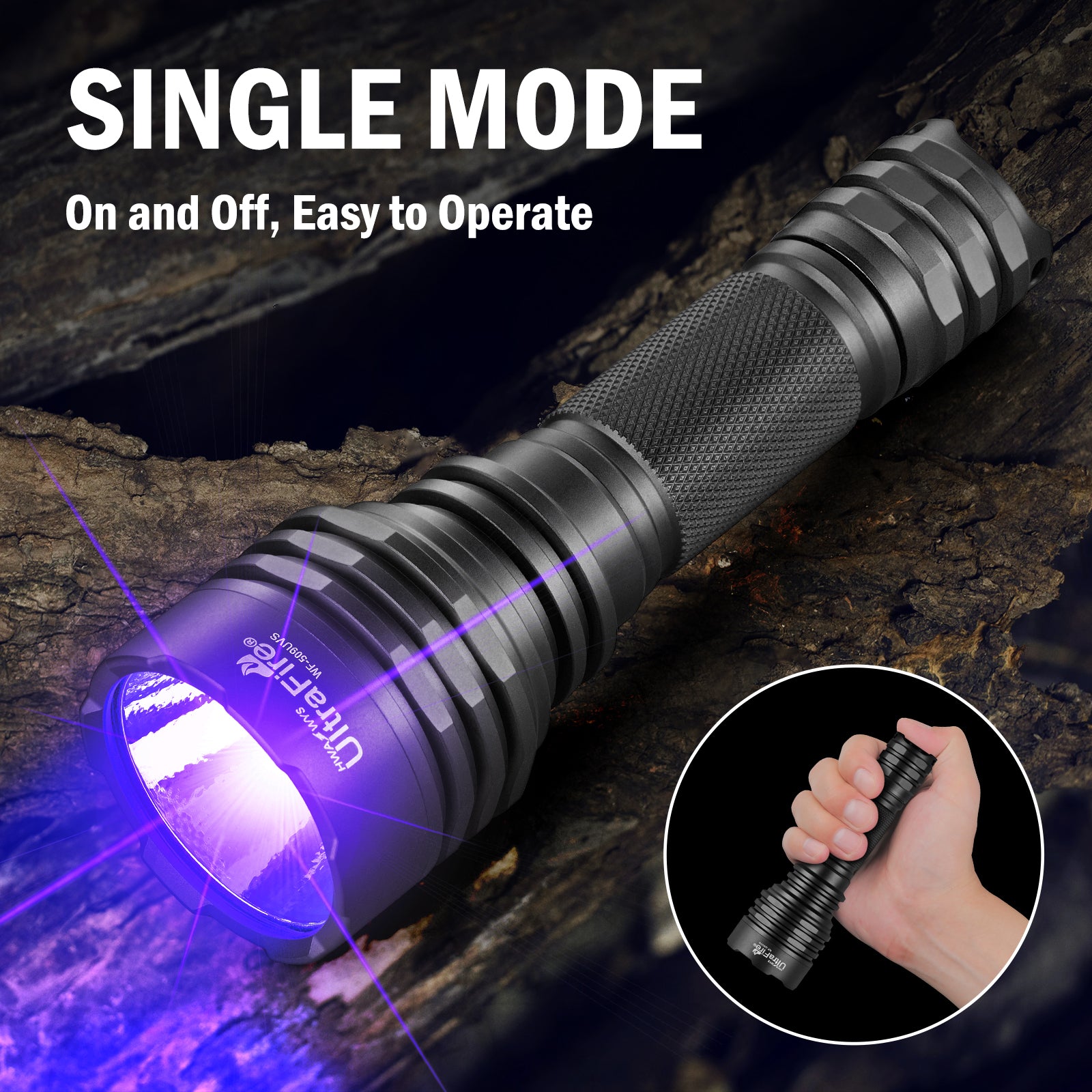 UltraFire-WF-509UVS-365nm-uv_flashlight-single_mode-uv_light