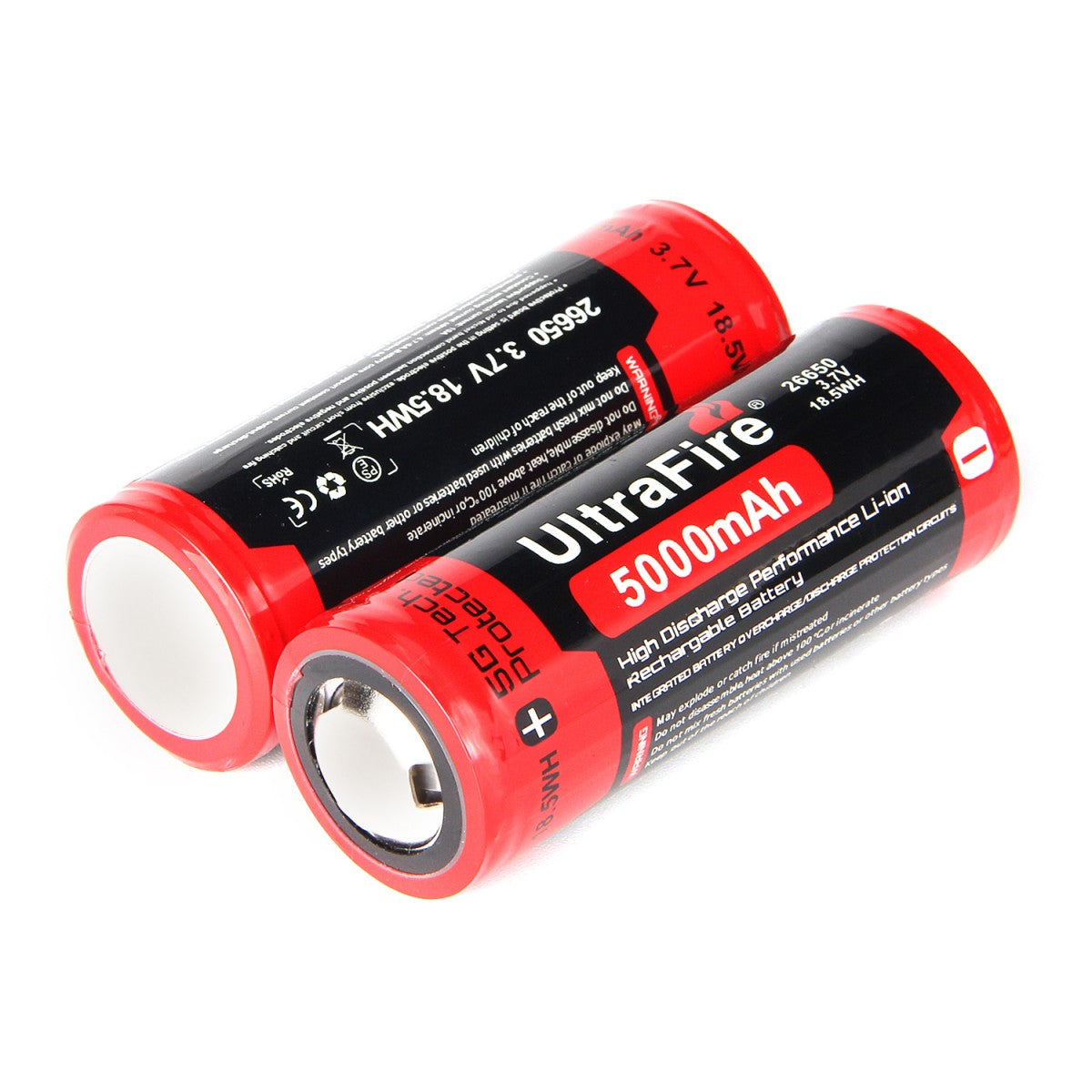 1/2pcs 26650 Battery 12800mAh 3.7V Li-ion Rechargeable Batteries Cell for  Light